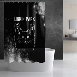Шторка для душа Группа Linkin Park и Рок Кот, цвет: 3D-принт — фото 2
