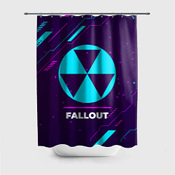 Шторка для душа Символ Fallout в неоновых цветах на темном фоне, цвет: 3D-принт