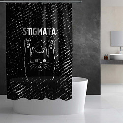 Шторка для душа Группа Stigmata и Рок Кот, цвет: 3D-принт — фото 2