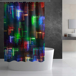 Шторка для душа Неоновые знаки - Зелёный, цвет: 3D-принт — фото 2