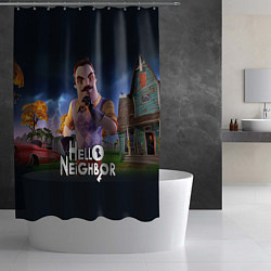 Шторка для душа Hello Neighbor игра Привет сосед, цвет: 3D-принт — фото 2