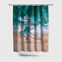 Шторка для душа Beach volleyball ocean theme, цвет: 3D-принт
