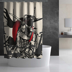 Шторка для душа Воин-самурай в деле, цвет: 3D-принт — фото 2