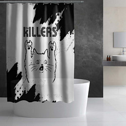 Шторка для душа The Killers рок кот на светлом фоне, цвет: 3D-принт — фото 2