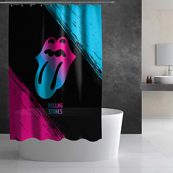 Шторка для душа Rolling Stones - neon gradient, цвет: 3D-принт — фото 2