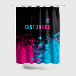 Шторка для душа Disturbed - neon gradient: символ сверху, цвет: 3D-принт