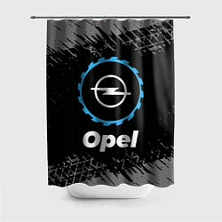 Шторка для душа Opel в стиле Top Gear со следами шин на фоне, цвет: 3D-принт
