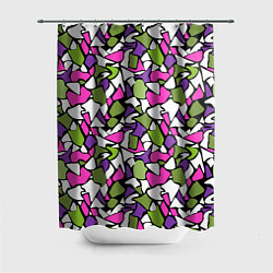 Шторка для душа Абстрактный розово -оливковый узор, цвет: 3D-принт