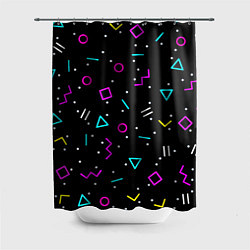 Шторка для душа Colored neon geometric shapes, цвет: 3D-принт