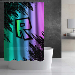 Шторка для душа Roblox neon logo, цвет: 3D-принт — фото 2