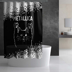 Шторка для душа Группа Metallica и рок кот, цвет: 3D-принт — фото 2