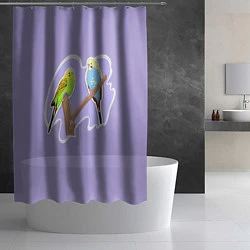 Шторка для душа Пара волнистых попугаев, цвет: 3D-принт — фото 2