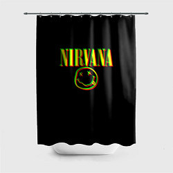 Шторка для душа Nirvana logo glitch, цвет: 3D-принт