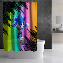 Шторка для душа Sonic neon, цвет: 3D-принт — фото 2