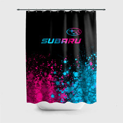 Шторка для душа Subaru - neon gradient: символ сверху, цвет: 3D-принт