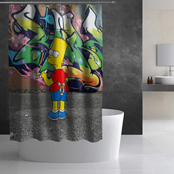 Шторка для душа Хулиган Барт Симпсон на фоне стены с граффити, цвет: 3D-принт — фото 2