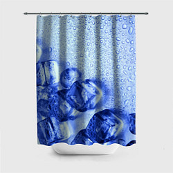 Шторка для душа Кубики льда и капли воды, цвет: 3D-принт