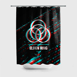Шторка для душа Elden Ring в стиле glitch и баги графики на темном, цвет: 3D-принт