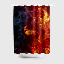 Шторка для душа Огненный цветок с дымом, цвет: 3D-принт