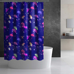 Шторка для душа Неоновые зонтики на фиолетовом фоне, цвет: 3D-принт — фото 2