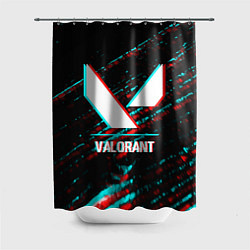 Шторка для душа Valorant в стиле glitch и баги графики на темном ф, цвет: 3D-принт