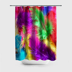 Шторка для душа Яркие разноцветные перья, цвет: 3D-принт