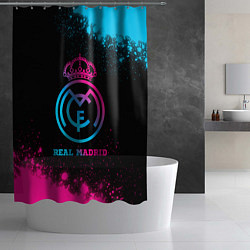Шторка для душа Real Madrid - neon gradient, цвет: 3D-принт — фото 2