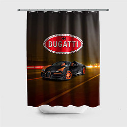 Шторка для душа Bugatti на ночной дороге, цвет: 3D-принт