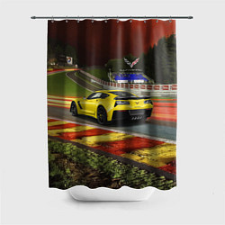 Шторка для душа Chevrolet Corvette на гоночной трассе, цвет: 3D-принт