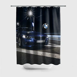 Шторка для душа BMW на ночной трассе, цвет: 3D-принт
