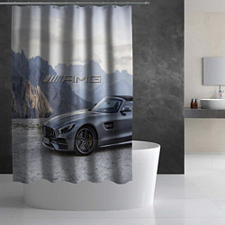 Шторка для душа Mercedes AMG V8 Biturbo cabriolet - mountains, цвет: 3D-принт — фото 2