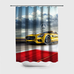 Шторка для душа Mercedes AMG V8 Biturbo на трассе, цвет: 3D-принт