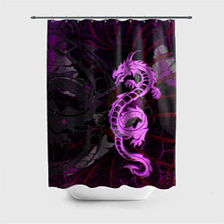 Шторка для душа Неоновый дракон purple dragon, цвет: 3D-принт