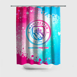 Шторка для душа Manchester City neon gradient style, цвет: 3D-принт