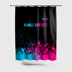 Шторка для душа Mass Effect - neon gradient: символ сверху, цвет: 3D-принт