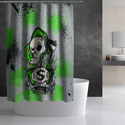 Шторка для душа Slipknot скелет green, цвет: 3D-принт — фото 2