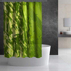 Шторка для душа Зеленый абстрактный камуфляж, цвет: 3D-принт — фото 2