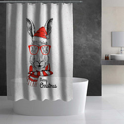 Шторка для душа Santa Rabbit Merry Christmas!, цвет: 3D-принт — фото 2