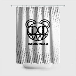 Шторка для душа Radiohead с потертостями на светлом фоне, цвет: 3D-принт