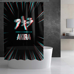 Шторка для душа Символ Akira в стиле glitch на темном фоне, цвет: 3D-принт — фото 2