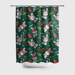 Шторка для ванной Merry Christmas Rabbit 2023