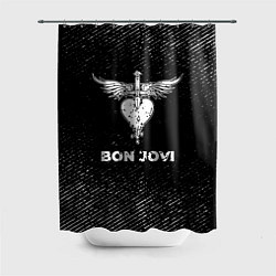Шторка для душа Bon Jovi с потертостями на темном фоне, цвет: 3D-принт