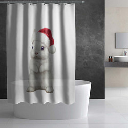 Шторка для душа Рождественский крольчонок, цвет: 3D-принт — фото 2