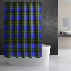 Шторка для душа Ткань Шотландка сине-зелёная, цвет: 3D-принт — фото 2