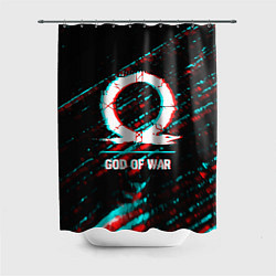 Шторка для душа God of War в стиле glitch и баги графики на темном, цвет: 3D-принт