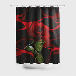 Шторка для душа Одинокая красная роза, цвет: 3D-принт