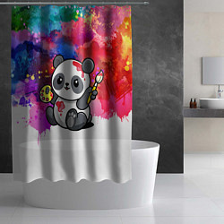 Шторка для душа Милый пандёныш - великий художник, цвет: 3D-принт — фото 2