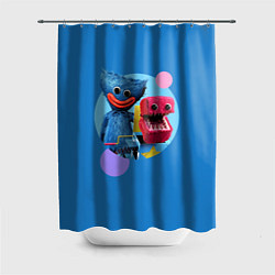 Шторка для душа Poppy Playtime Хагги Вагги и Бокси Бу, цвет: 3D-принт