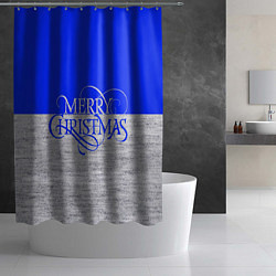 Шторка для душа Merry Christmas синий, цвет: 3D-принт — фото 2