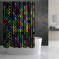 Шторка для душа Разноцветные неоновые квадраты, цвет: 3D-принт — фото 2